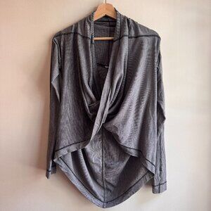 Lululemon Iconic Top Women's Black White Long Sleeve Wrap Front Crossover Sz 4/6